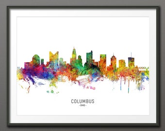 Columbus Skyline, Columbus Ohio Cityscape Art Print Poster (10401-3929)