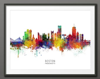 Boston Skyline, Boston Massachusetts  Cityscape Art Print Poster (10398-3926)