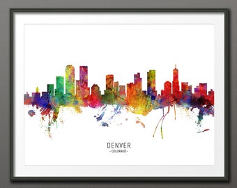 Denver Skyline, Denver Colorado Cityscape Art Print Poster (10400-3928)