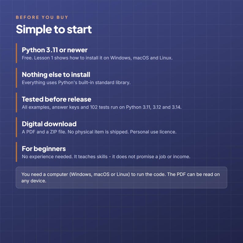 Python Launchpad Bootcamp, Anfängerkurs Python (PDF und Codedateien), 10 Lektionen, 5 Projekte mit Tests, Programmieren lernen (digitaler Download) Bild 7