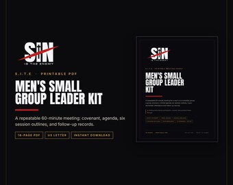 Mens Small Group Leader Kit Printable | Christian Accountability Group Covenant, 60 Minute Agenda, 6 Bible Session Outlines | PDF