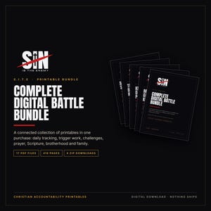 Christian Men Accountability Bundle Printable | 17 PDFs, 419 Pages | Trackers, 30 and 90 Day Challenges, KJV Cards, Prayer, Group Kit image 1