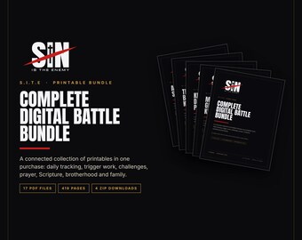 Christian Men Accountability Bundle Printable | 17 PDFs, 419 Pages | Trackers, 30 and 90 Day Challenges, KJV Cards, Prayer, Group Kit