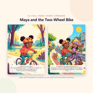 Maya and the Two Wheel Bike - Brave Like Me Printable Picture Book - Learning to Ride a Bike Story for Kids - 20 Page PDF Instant Download image 3