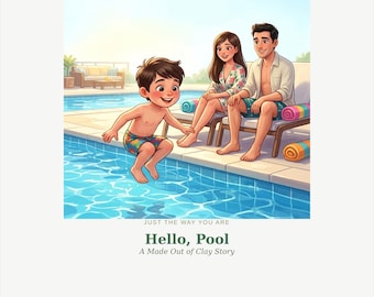 Hello Pool - Printable Children's Picture Book PDF - Rhyming Summer Swimming Read Aloud - Instant Download