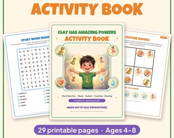 Clay Has Amazing Powers Printable Activity Book for Kids Ages 4-8, Word Search, Mazes, Picture Sudoku, Story Puzzles PDF