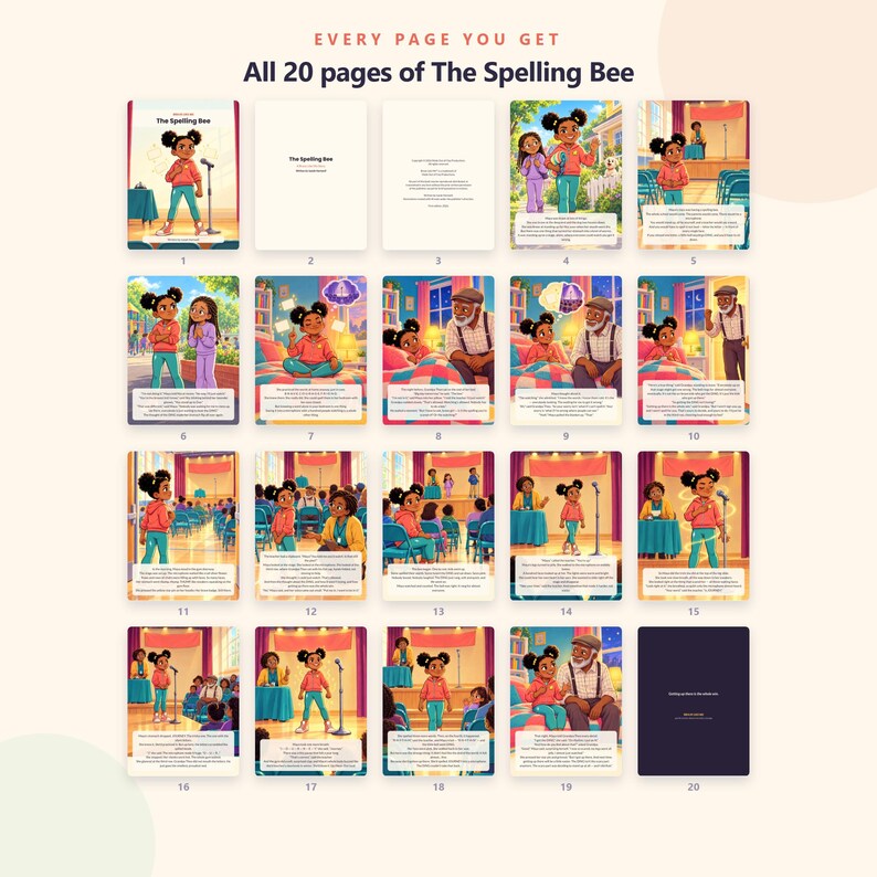The Spelling Bee - Brave Like Me Printable Picture Book - Stage Fright Story for Kids - 20 Page PDF Instant Download image 4