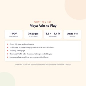 Maya Asks to Play - Brave Like Me Printable Picture Book - Shy Kid Making Friends Story - 20 Page PDF Instant Download image 5