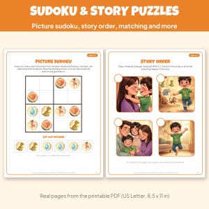 Libro de actividades imprimible "La arcilla tiene poderes asombrosos" para niños de 4 a 8 años: búsqueda de palabras, laberintos, sudoku con imágenes, rompecabezas de historias (PDF). imagen 3