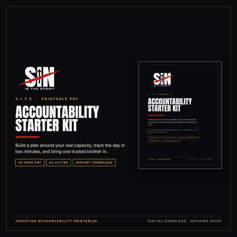 Christian Accountability Starter Kit Printable PDF | Mens Accountability Plan, Daily Tracker, Partner Covenant | Instant Download image 1