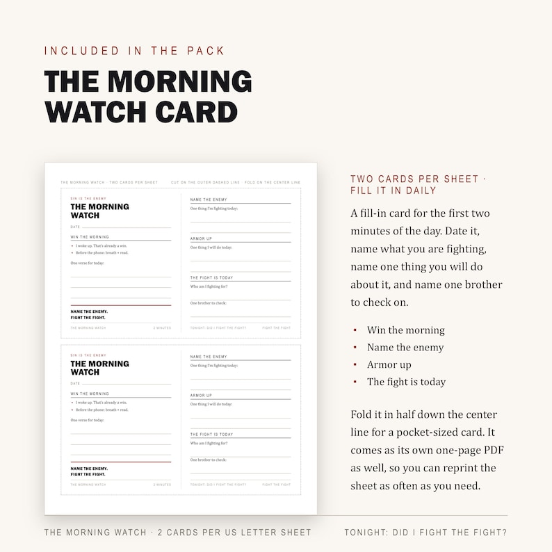 Paquete de 10 tarjetas de oración imprimibles para la vigilia / 10 tarjetas de oración cristianas más tarjetas en blanco y tarjetas para completar para la vigilia matutina / PDF devocional para hombres imagen 5