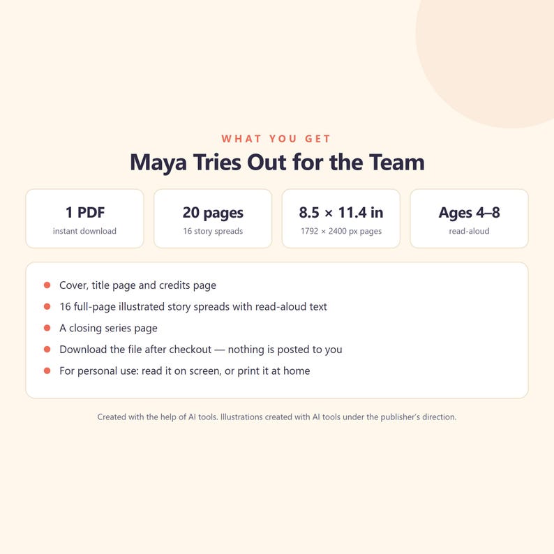 Maya versucht, ins Team zu kommen – Mutig wie ich (Bilderbuch zum Ausdrucken) – Fußball-Probetraining-Geschichte für Kinder – 20-seitiges PDF zum sofortigen Download Bild 5