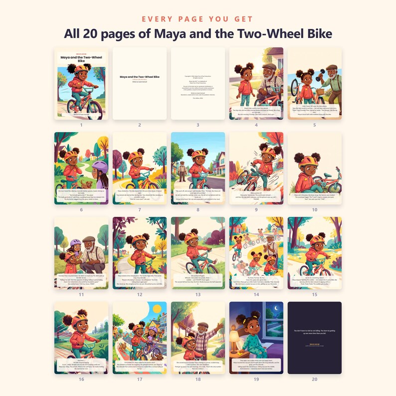 Maya and the Two Wheel Bike - Brave Like Me Printable Picture Book - Learning to Ride a Bike Story for Kids - 20 Page PDF Instant Download image 4