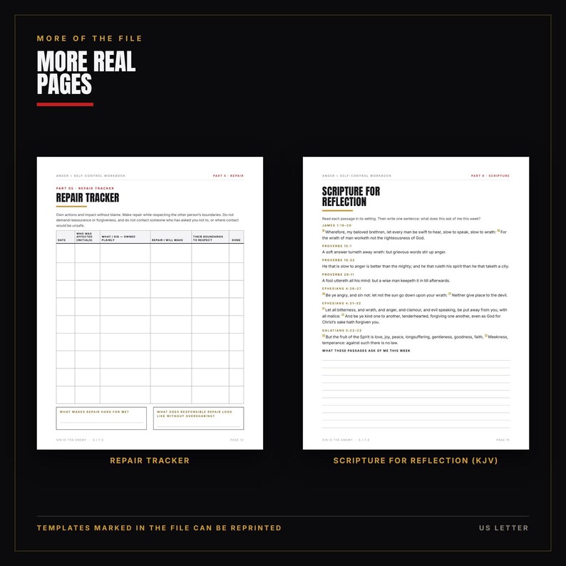 Anger and Self-Control Workbook Printable | Christian Men Escalation Map, Pause Plan, Incident Log, Repair Tracker | PDF Download image 5