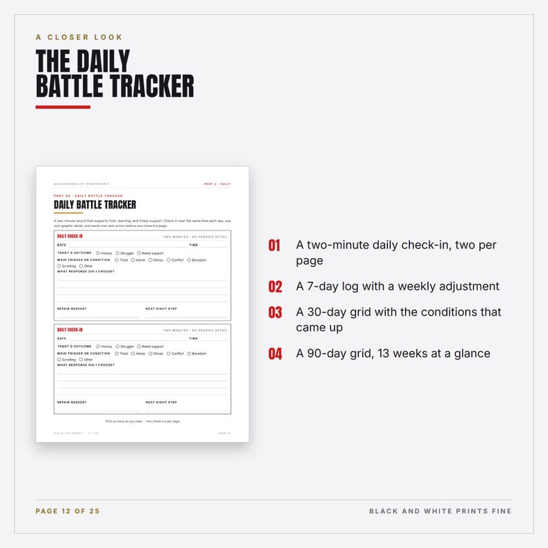 Christian Accountability Starter Kit Printable PDF | Mens Accountability Plan, Daily Tracker, Partner Covenant | Instant Download image 4