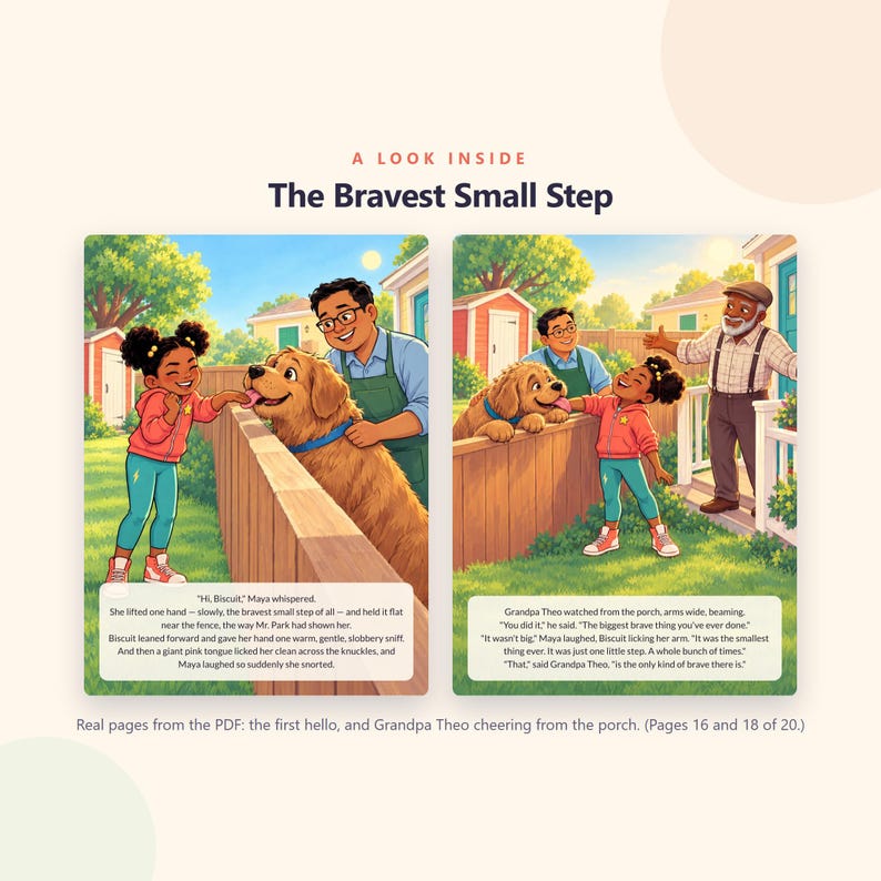 The Bravest Small Step - Brave Like Me Printable Picture Book - Courage Story About a Big Friendly Dog for Kids - 20 Page PDF Download image 4