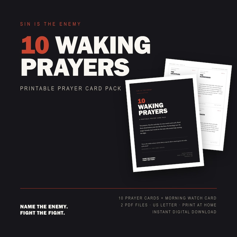 Paquete de 10 tarjetas de oración imprimibles para la vigilia / 10 tarjetas de oración cristianas más tarjetas en blanco y tarjetas para completar para la vigilia matutina / PDF devocional para hombres imagen 1