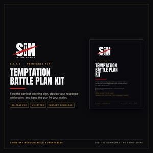 Kit di pianificazione per combattere le tentazioni stampabile / Tracker per uomini cristiani, piani "Se allora", scheda da portafoglio, tracker di purezza / Download PDF immagine 1