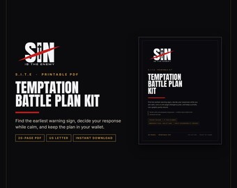 Temptation Battle Plan Kit Printable | Christian Men Trigger Tracker, If Then Plans, Wallet Card, Purity Tracker | PDF Download