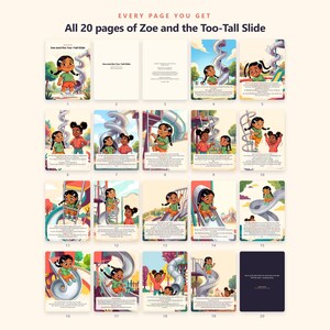 Zoe y el tobogán demasiado alto - Valiente como yo - Libro ilustrado imprimible - Historia de valentía en el patio de recreo para niños - PDF de 20 páginas para descarga instantánea imagen 4