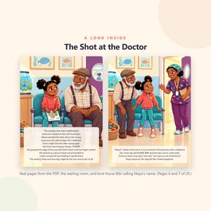 Die Spritze beim Arzt – Mutig wie ich: Bilderbuch zum Ausdrucken – Arztbesuch und Spritzen – Geschichte für Kinder – 20-seitiges PDF zum sofortigen Download Bild 2