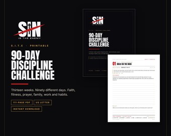 90 Day Discipline Challenge Printable | Christian Men Accountability Journal | Daily KJV Bible Reading Plan | Instant Download PDF