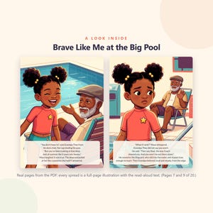 Valiente como yo en la piscina grande - Libro ilustrado imprimible - Cuento de verano en la piscina para niños - Lectura en voz alta - PDF de 20 páginas - Descarga instantánea imagen 2