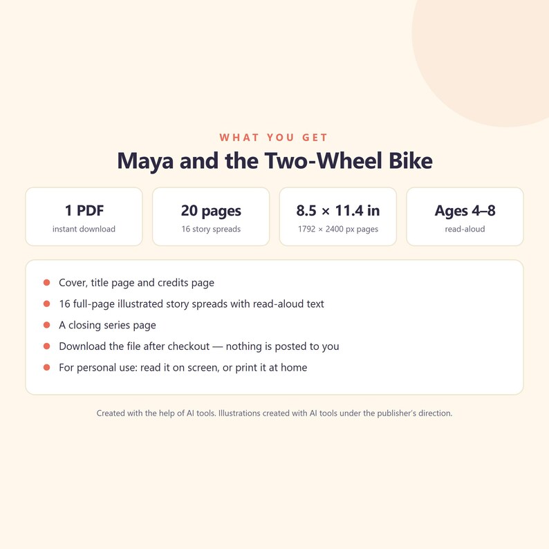 Maya and the Two Wheel Bike - Brave Like Me Printable Picture Book - Learning to Ride a Bike Story for Kids - 20 Page PDF Instant Download image 5