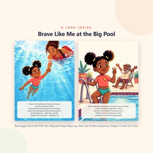 Valiente como yo en la piscina grande - Libro ilustrado imprimible - Cuento de verano en la piscina para niños - Lectura en voz alta - PDF de 20 páginas - Descarga instantánea imagen 3