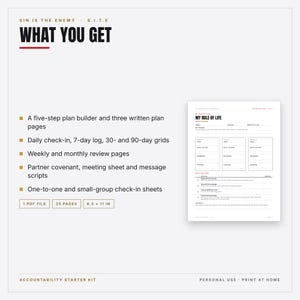 Christian Accountability Starter Kit Printable PDF | Mens Accountability Plan, Daily Tracker, Partner Covenant | Instant Download image 2