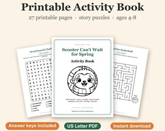 Scooter Can't Wait for Spring Printable Activity Book for Kids Ages 4-8, Word Search, Mazes, Picture Sudoku, Story Puzzles PDF