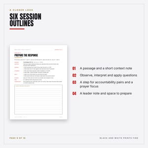 Mens Small Group Leader Kit Printable | Christian Accountability Group Covenant, 60 Minute Agenda, 6 Bible Session Outlines | PDF image 4