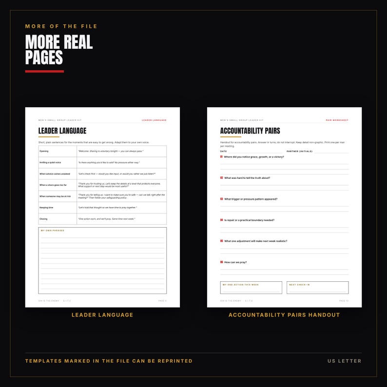 Mens Small Group Leader Kit Printable | Christian Accountability Group Covenant, 60 Minute Agenda, 6 Bible Session Outlines | PDF image 5