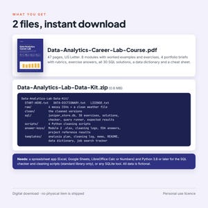 Data Analytics Course PDF with SQL Exercises, Messy Practice Datasets, Answer Keys and 4 Portfolio Projects, Beginner Analyst Training image 7