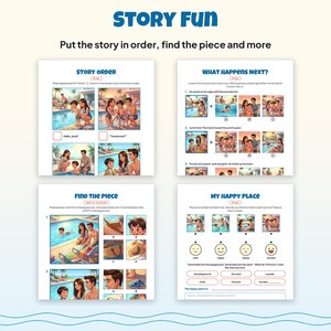 Livro de atividades imprimível "Olá Piscina" para crianças de 4 a 8 anos, incluindo caça-palavras, labirintos, sudoku ilustrado e quebra-cabeças com tema de natação no verão (PDF). imagem 4