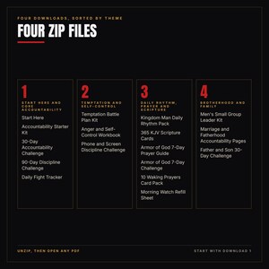 Christian Men Accountability Bundle Printable | 17 PDFs, 419 Pages | Trackers, 30 and 90 Day Challenges, KJV Cards, Prayer, Group Kit image 3