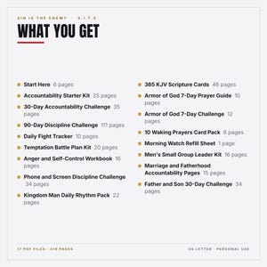 Christian Men Accountability Bundle Printable | 17 PDFs, 419 Pages | Trackers, 30 and 90 Day Challenges, KJV Cards, Prayer, Group Kit image 2