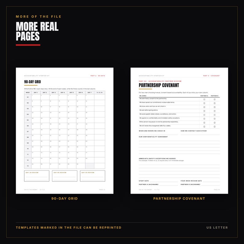 Christian Accountability Starter Kit Printable PDF | Mens Accountability Plan, Daily Tracker, Partner Covenant | Instant Download image 5