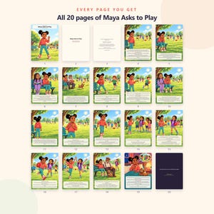 Maya Asks to Play - Brave Like Me Printable Picture Book - Shy Kid Making Friends Story - 20 Page PDF Instant Download image 4