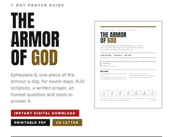 Armor of God Prayer Guide Printable | 7 Day Ephesians 6 Devotional for Men | KJV Prayer Journal PDF | Includes 7 Day Challenge