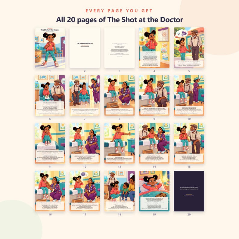 Die Spritze beim Arzt – Mutig wie ich: Bilderbuch zum Ausdrucken – Arztbesuch und Spritzen – Geschichte für Kinder – 20-seitiges PDF zum sofortigen Download Bild 5
