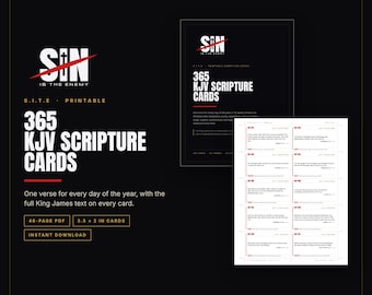 365 KJV Scripture Cards Printable | Christian Men Daily Bible Verse Cards | 52 Weekly Themes | Accountability | Instant Download PDF