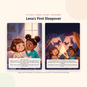 Lena's First Sleepover - Brave Like Me Printable Picture Book - First Sleepover Story for Kids - 20 Page PDF Instant Download image 3