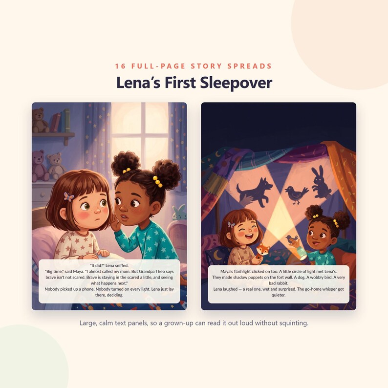 Lena's First Sleepover - Brave Like Me Printable Picture Book - First Sleepover Story for Kids - 20 Page PDF Instant Download image 3