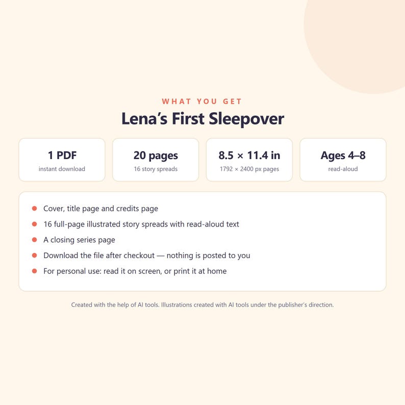 Lena's First Sleepover - Brave Like Me Printable Picture Book - First Sleepover Story for Kids - 20 Page PDF Instant Download image 5