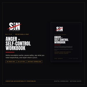 Anger and Self-Control Workbook Printable | Christian Men Escalation Map, Pause Plan, Incident Log, Repair Tracker | PDF Download image 1