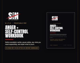 Anger and Self-Control Workbook Printable | Christian Men Escalation Map, Pause Plan, Incident Log, Repair Tracker | PDF Download