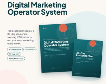 Digital-Marketing-Kurs (PDF) für Kleinunternehmen, Vorlage für einen 30-Tage-Marketingplan, KPI-Tracker (Excel-Tabelle), Content- und E-Mail-Planer