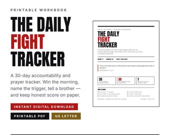 Daily Fight Tracker Printable | 30 Day Accountability and Prayer Tracker for Men | Christian Habit Tracker PDF | Instant Download