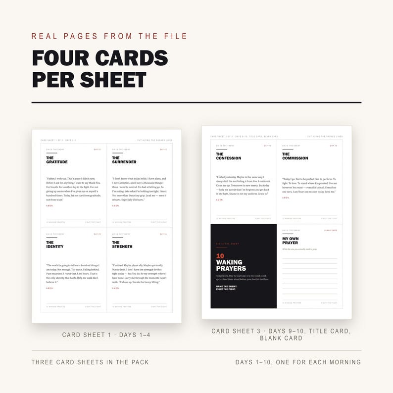 Paquete de 10 tarjetas de oración imprimibles para la vigilia / 10 tarjetas de oración cristianas más tarjetas en blanco y tarjetas para completar para la vigilia matutina / PDF devocional para hombres imagen 3